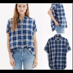 Madewell Courier Popover Plaid Shirt Size XS Western Rural Cowboycore Prairie